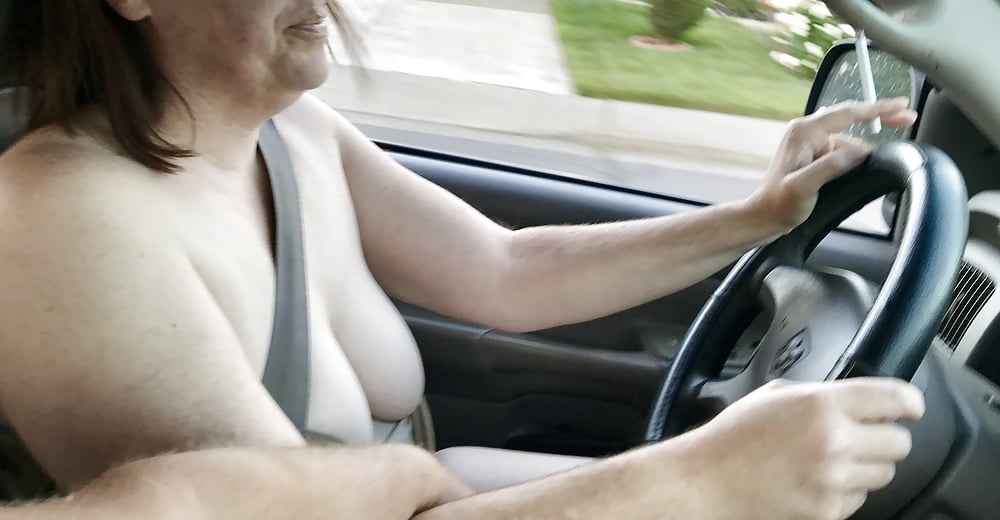 Boobs out driving