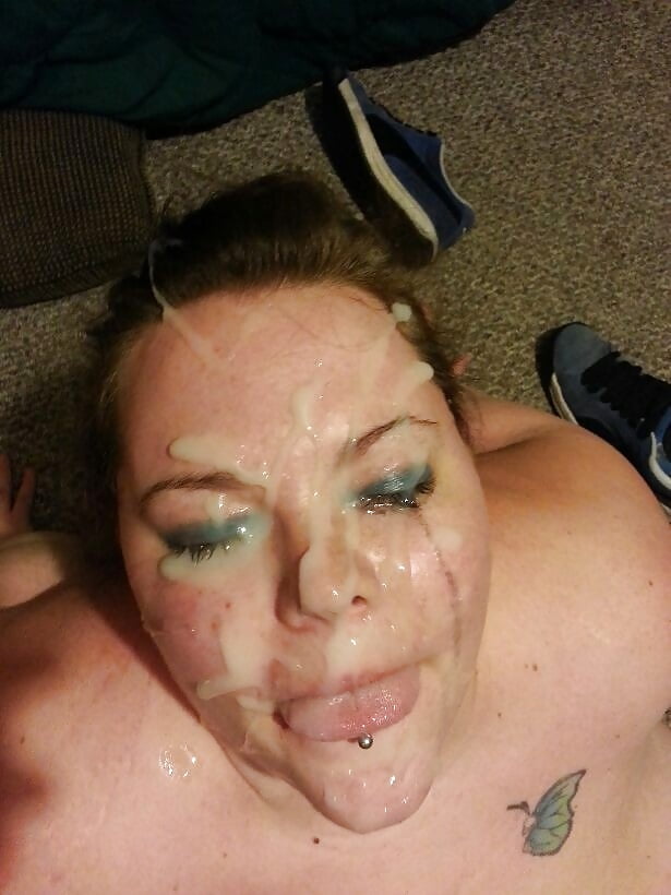 Chubby whore lick cock load cumm on face
