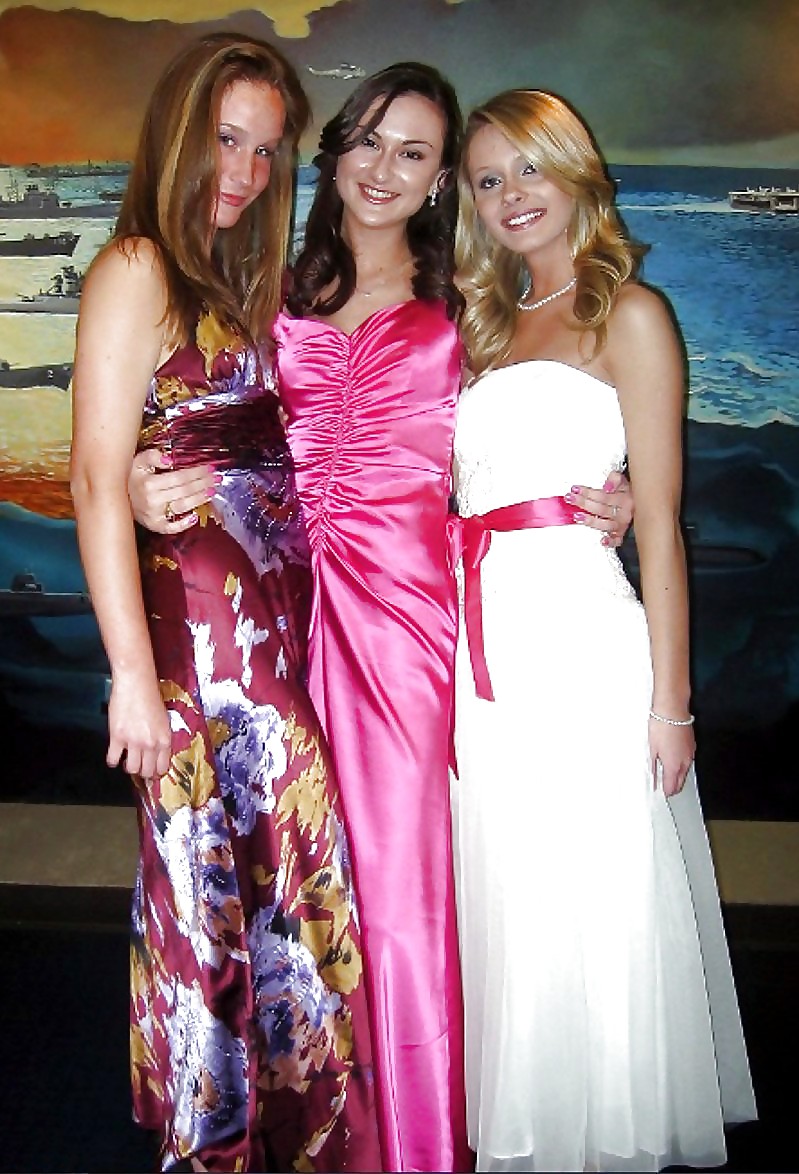 Sex 2 or more girls in Satin Prom dresses image