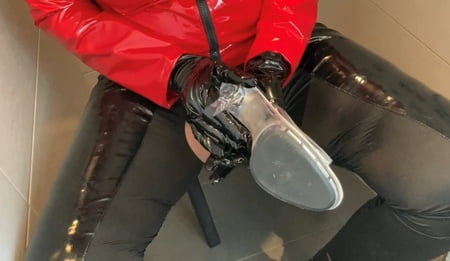 clear high heel mules pissing         