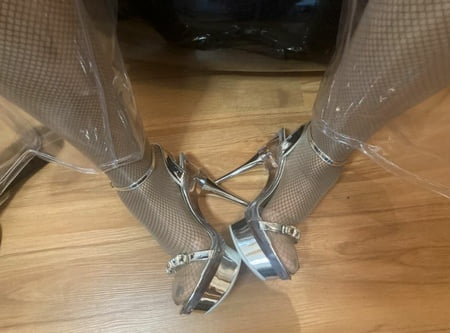 clear high heels and clear pvc fetish         