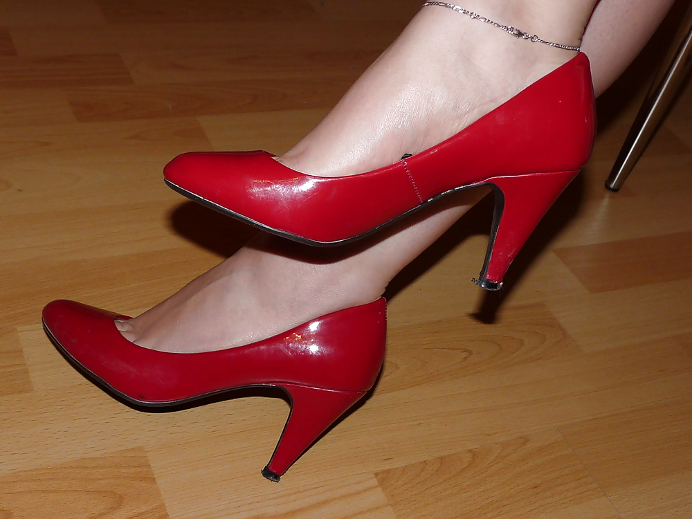 Sex wifes red black blue patent lack heels toes image