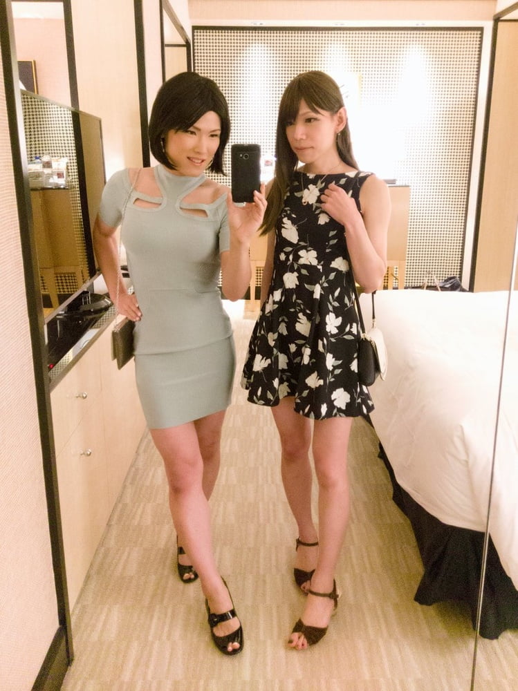 Uniform outdoor crossdresser asian