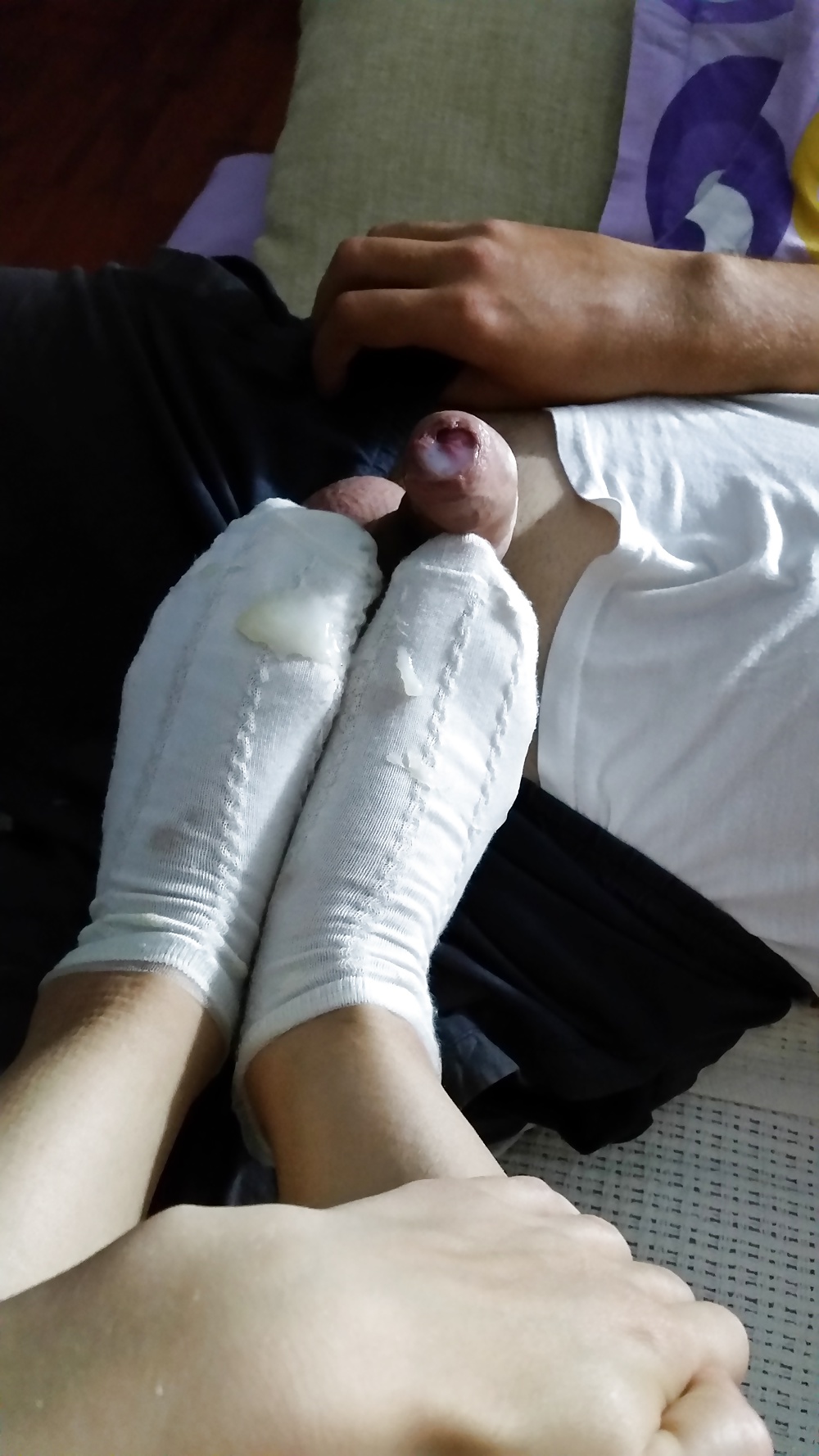 Sex new cum ankle white socks image