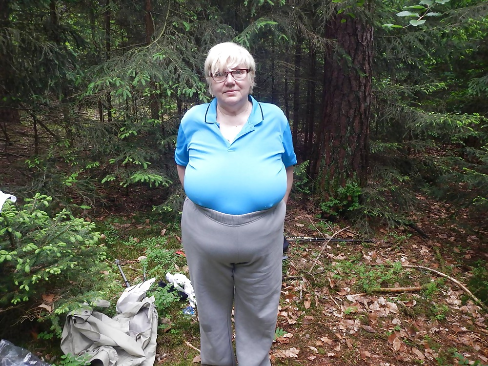 Sex Busty granny in forest image
