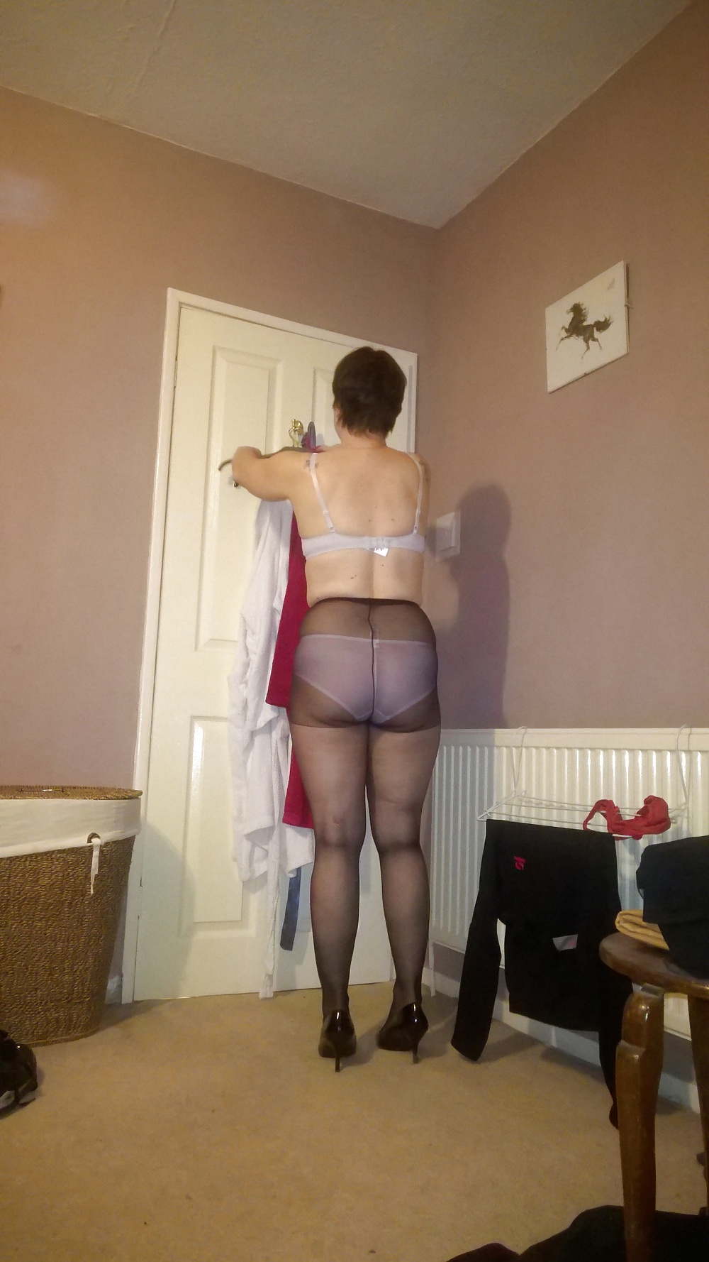 Sex tights, knickers, bra. oh, and heels! image