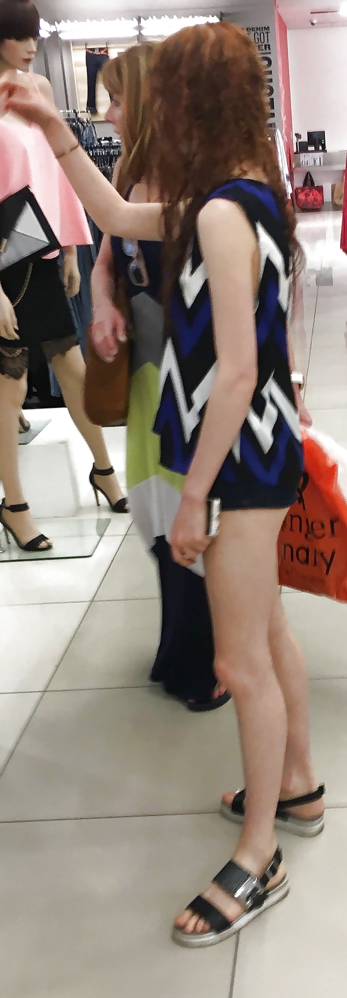 Sex Tiny tight redhead slut mall teen in tiny shorts image