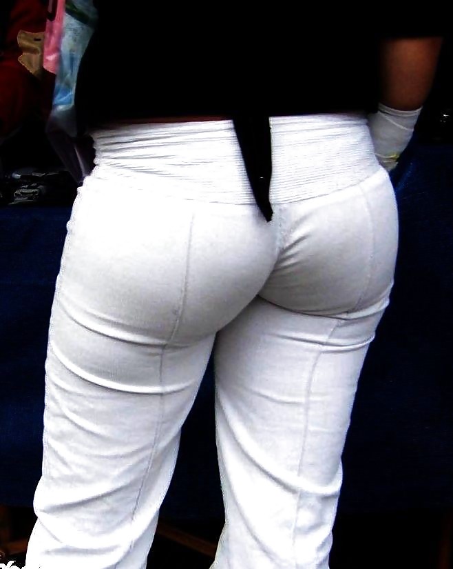 Sex Candid Wives In White Pants VPL image