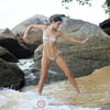 Part 2. Julia V Earth in white bikini at the beach.