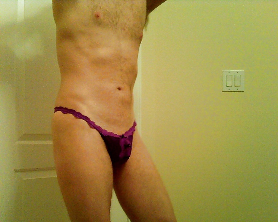 Sex Wearing wife's Purple panties image