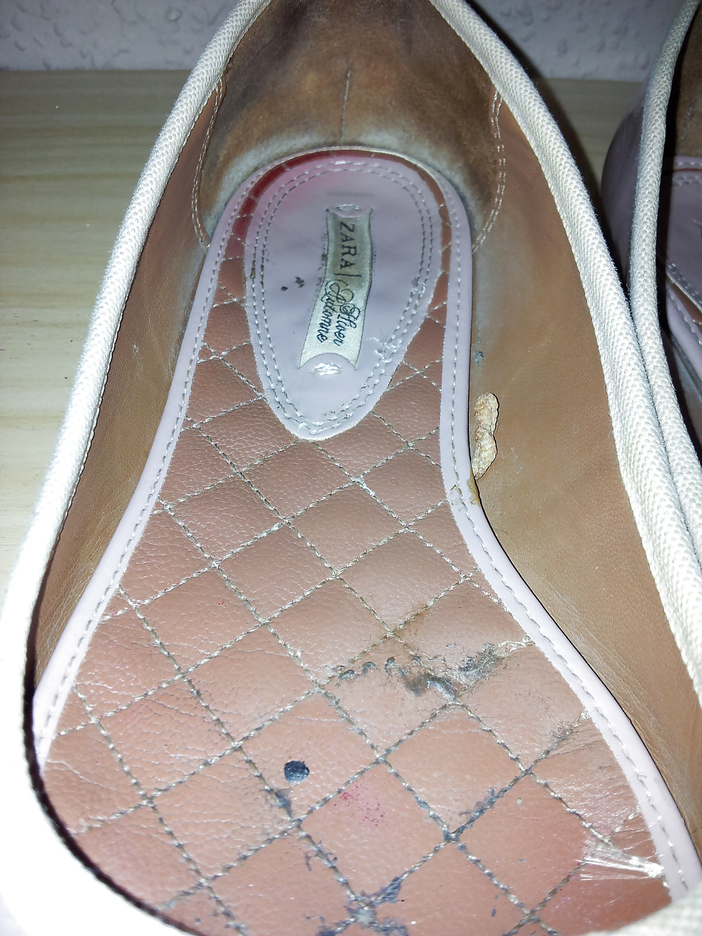 Sex Wifes well worn nude lack Ballerinas flats shoes2 image