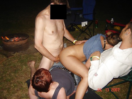 Sex Foursome Camping Strap On Wife Image