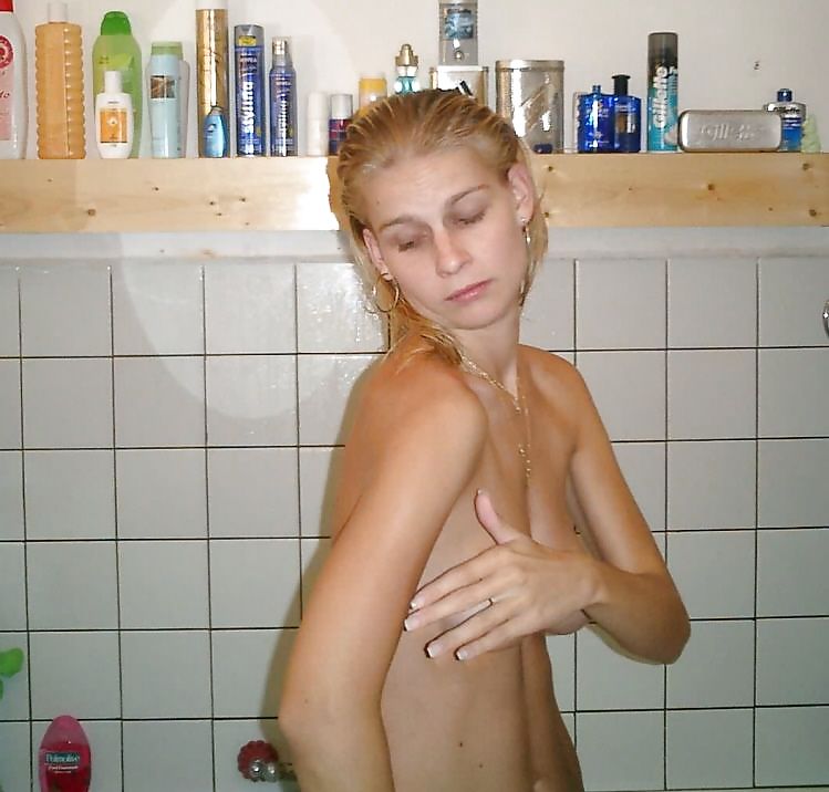 Sex cute blonde in bathroom image