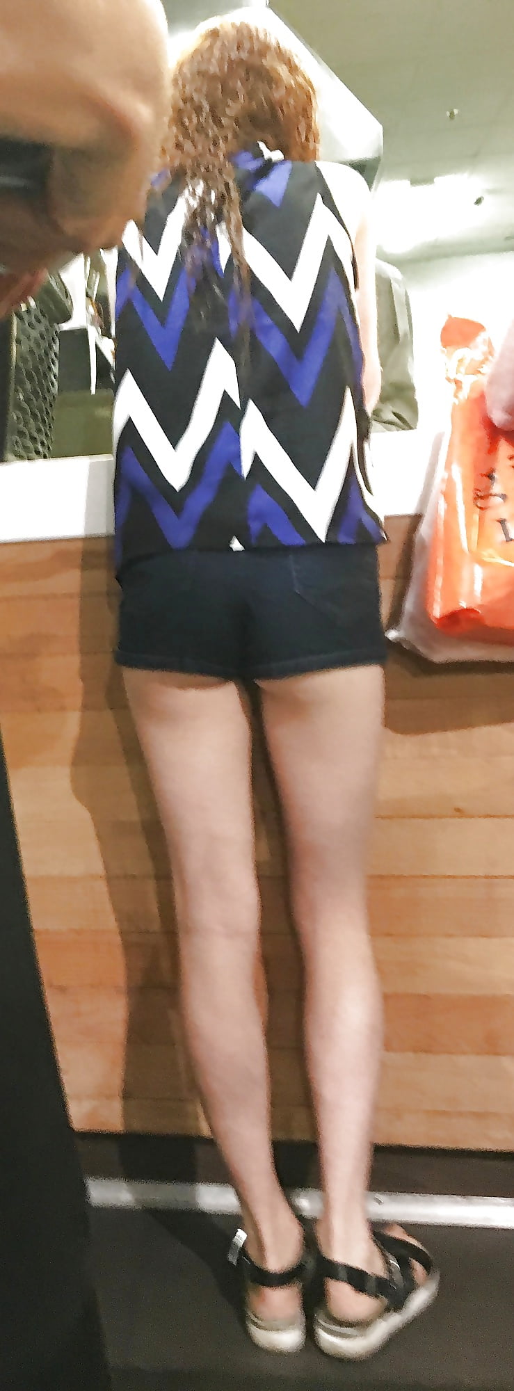 Sex Tiny tight redhead slut mall teen in tiny shorts image