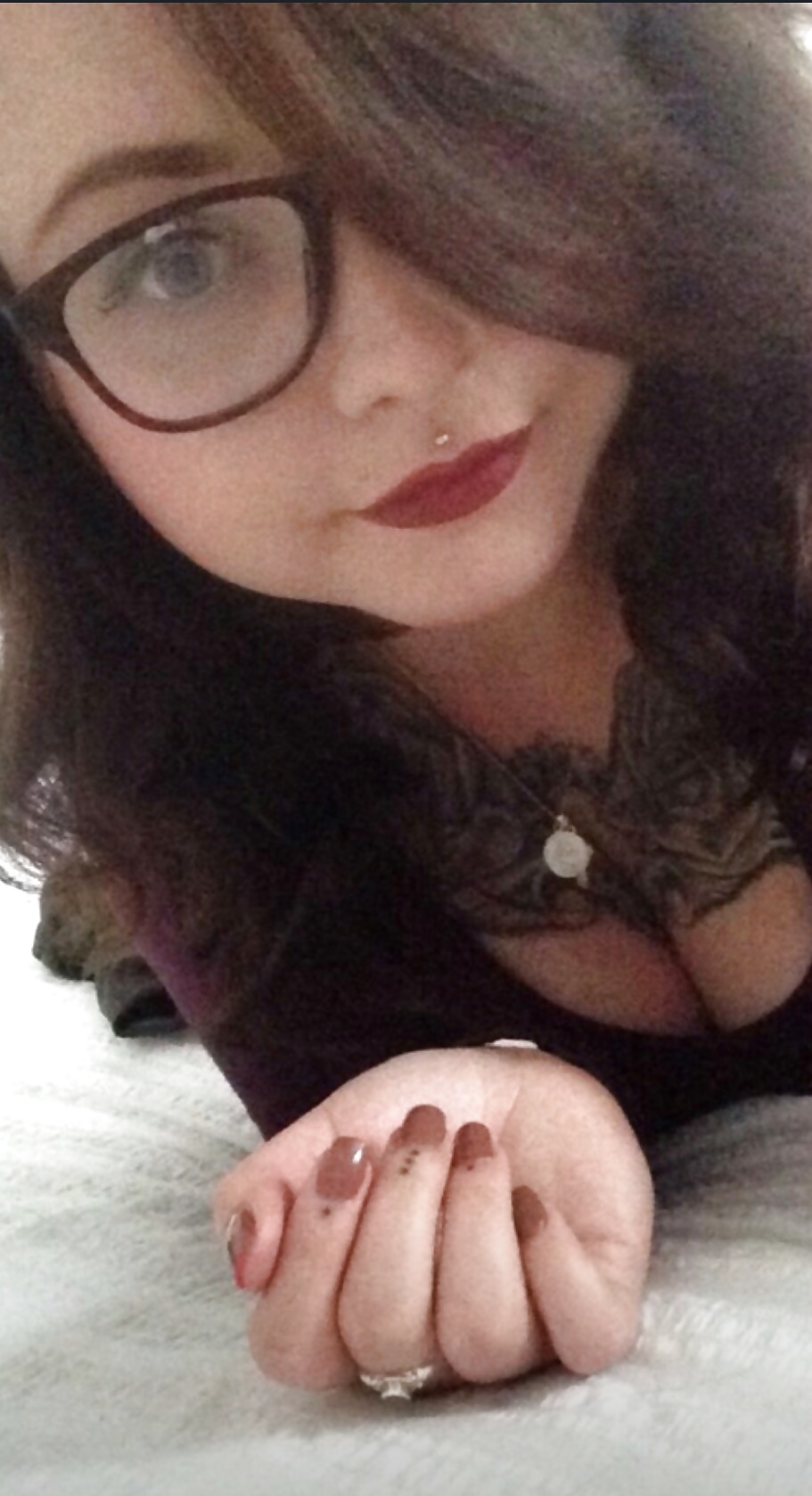 Sex Cute tattooed teen with glasses selfies. Cum face image