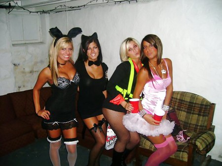 halloween lingerie special hot teens at party