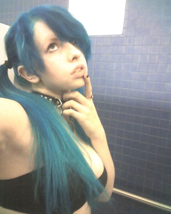 Sex Bluehaired emo with big tits image