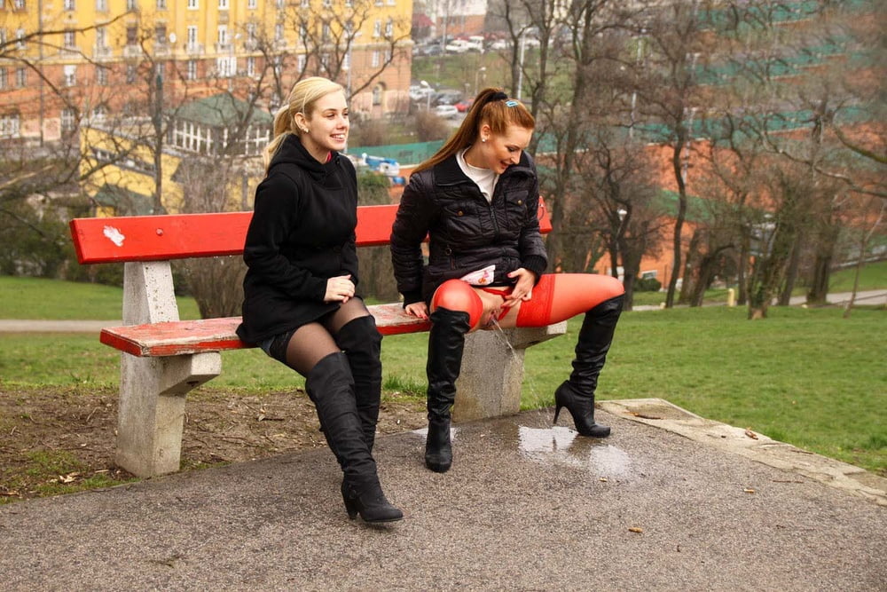 Students pissing girl high heels