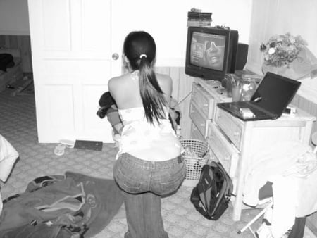 at home with friends         