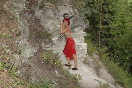 forest satyr on the rock         