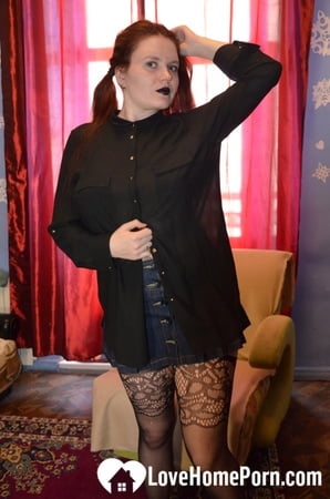 horny redhead wife teases in hot lingerie         