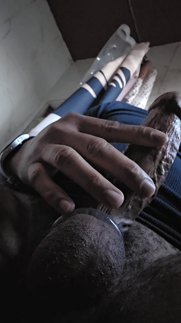 Cum dripping off of a veiny pulsating BBC 