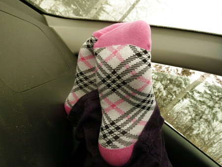 babysitter socks in car