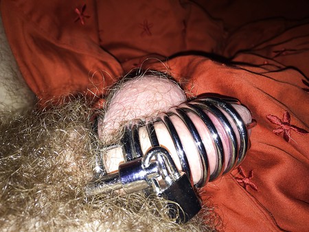 Sissy in Metal chastity cage: me