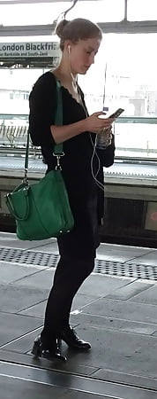 Candid Street Pantyhose - Brit Cunt at the Station