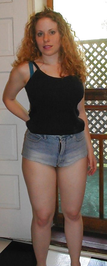 Sex Kira Redhead Amateur Poses In Jean Shorts image