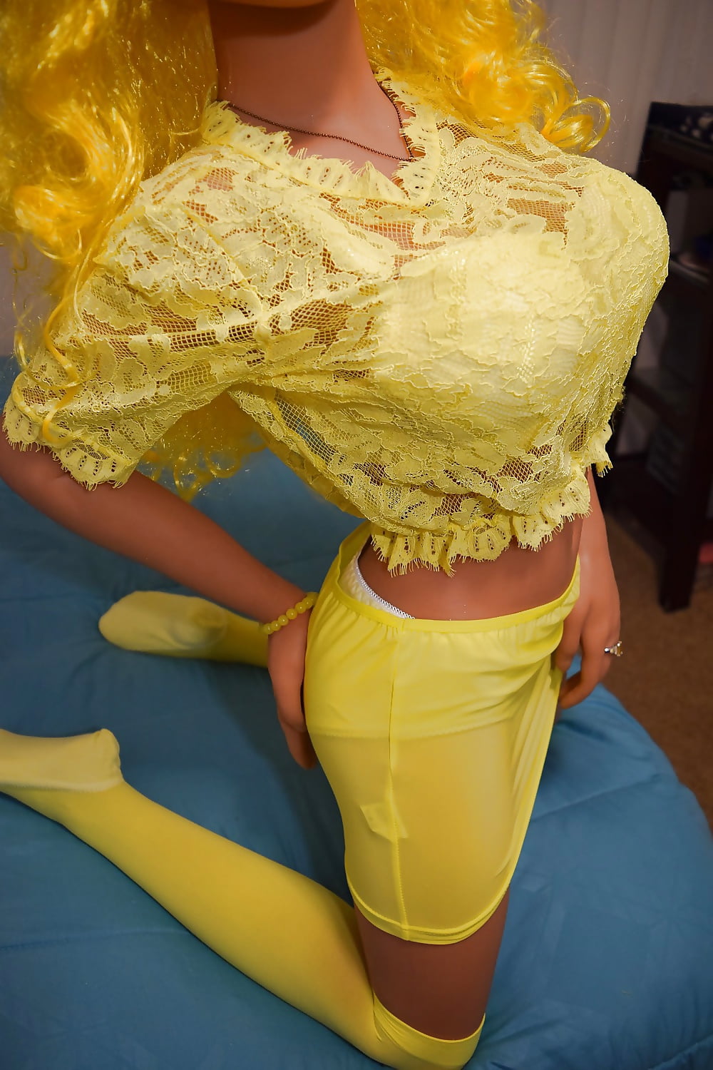 Busty latina yellow dress