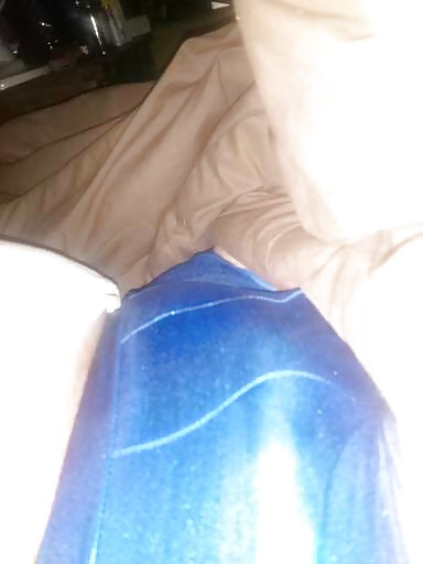 Sex Wearing my wife's favorite blue satin briefs image