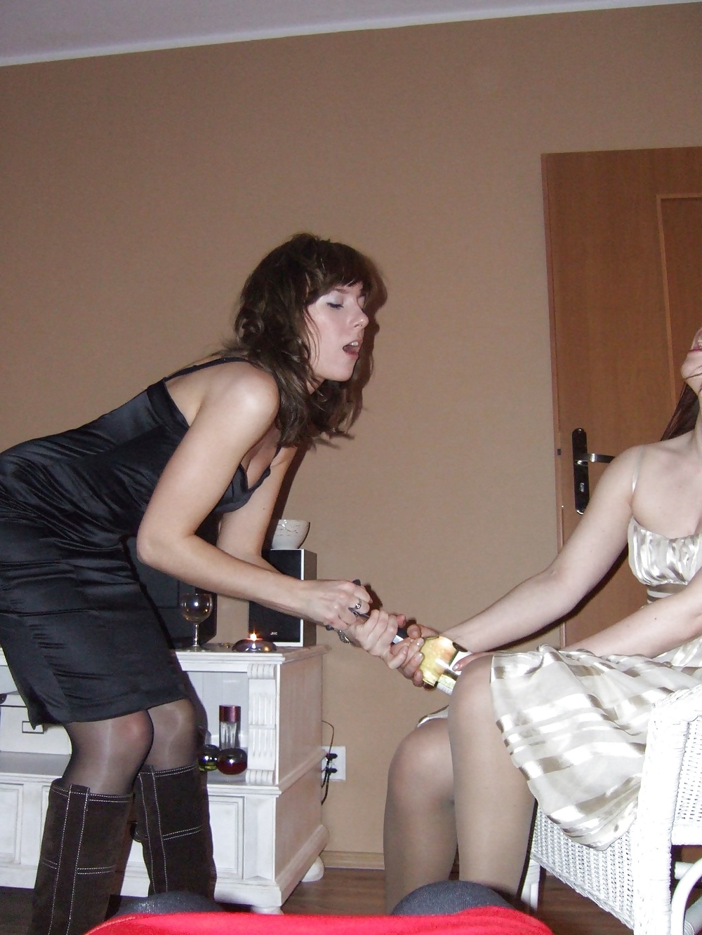 Sex Girls Birthday Party, In black shiny pantyhose image