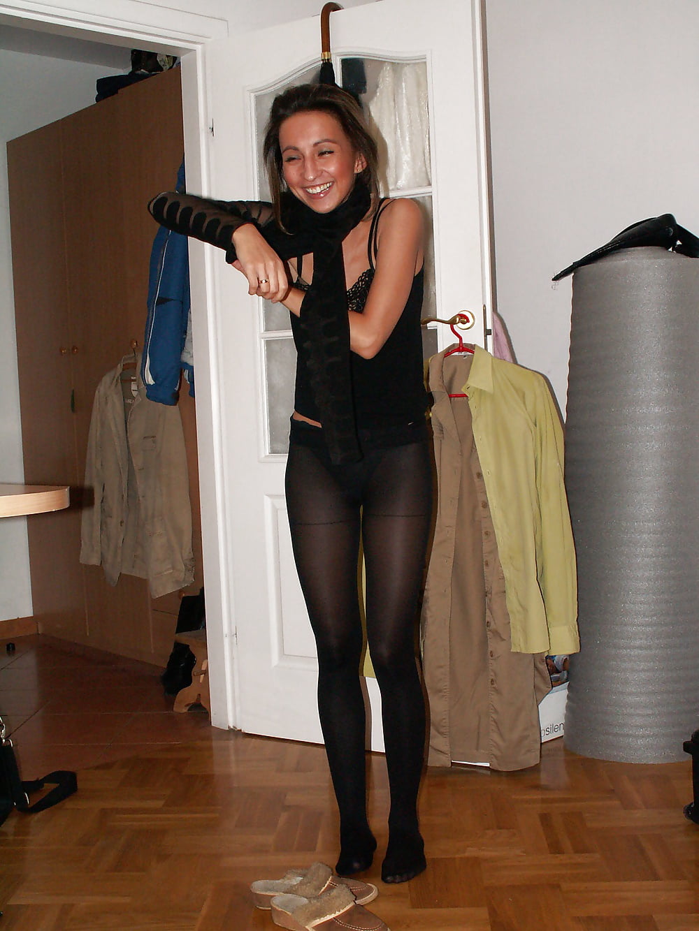 Sex Russian Wife in Pantyhose Undresses image