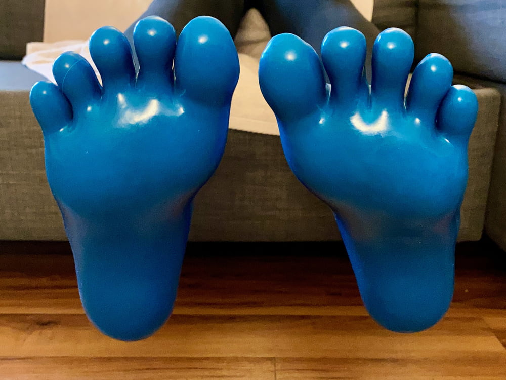 Blue Latex Toe Socks And Gloves 14 Pics XHamster