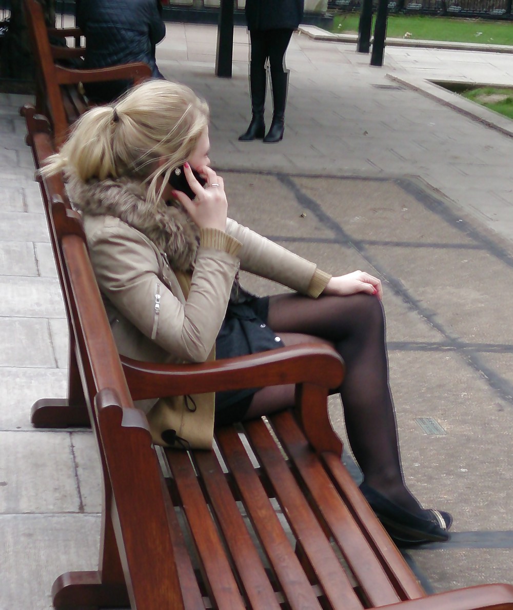 Sex Candid legs and stockings pantyhose from London image