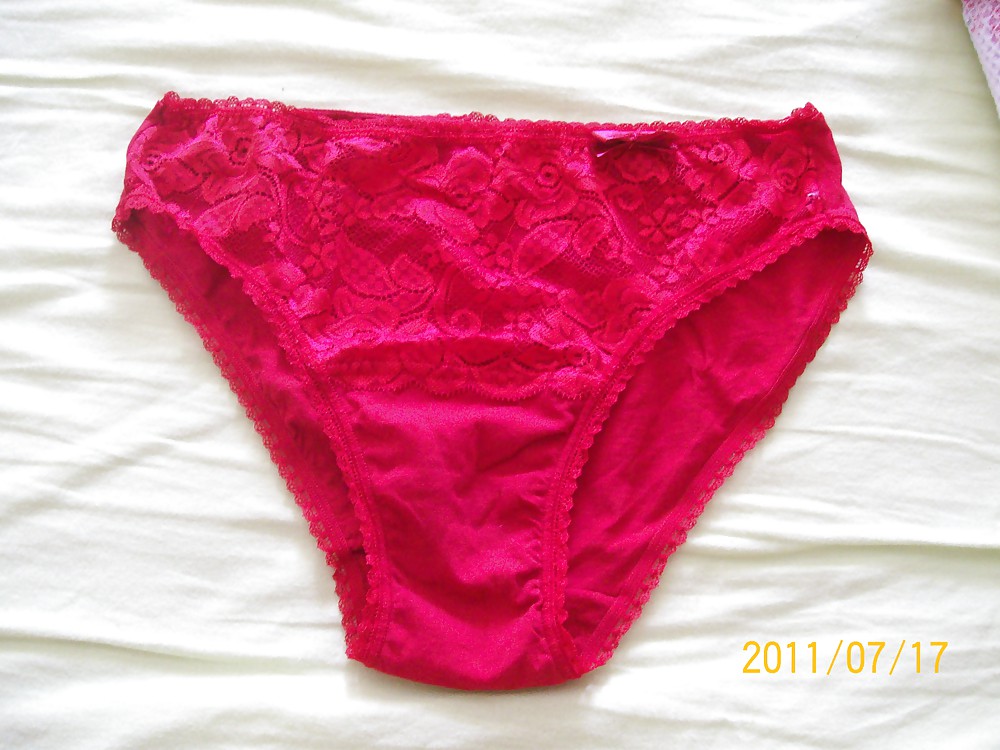 Sex my wife's briefs and my cock image