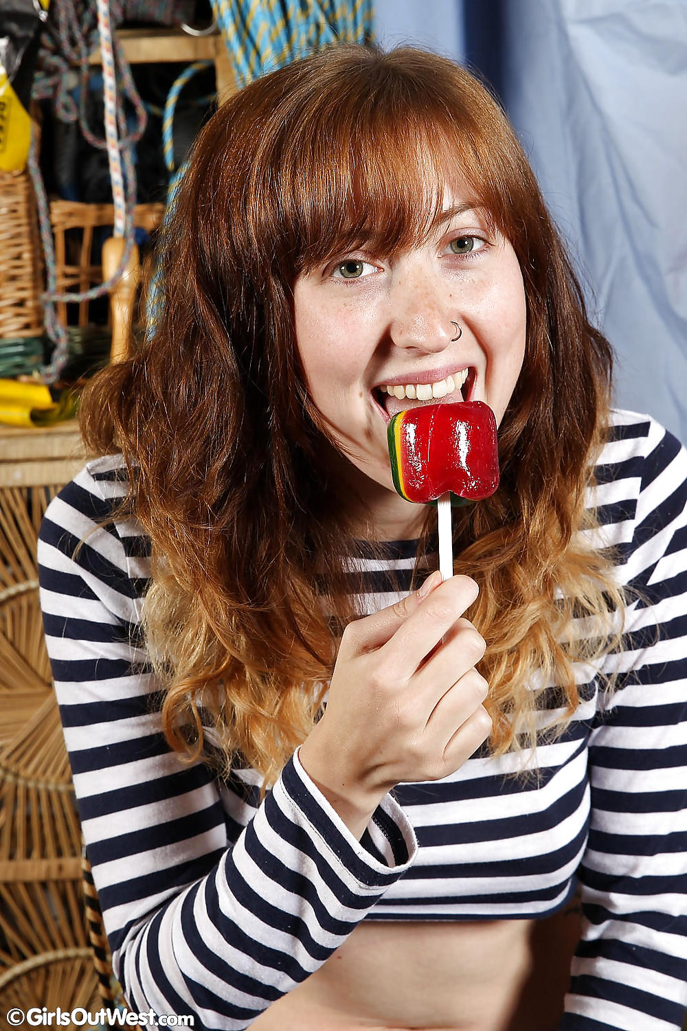 Sex Cute redhead spreading her hairy holes image