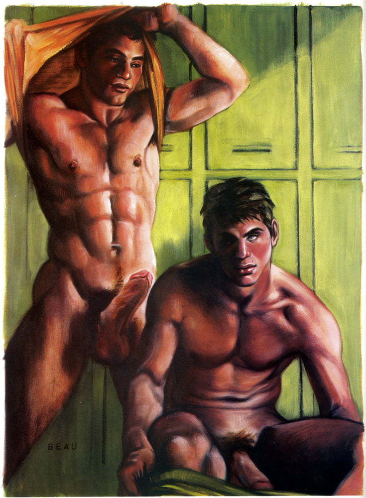 Vintage russian erotic painting after konstantin somov gay nude art deco oil