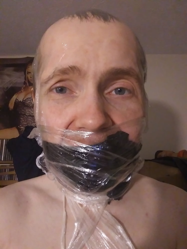 Plastic Wrap Gagged and Tape Gagged. 