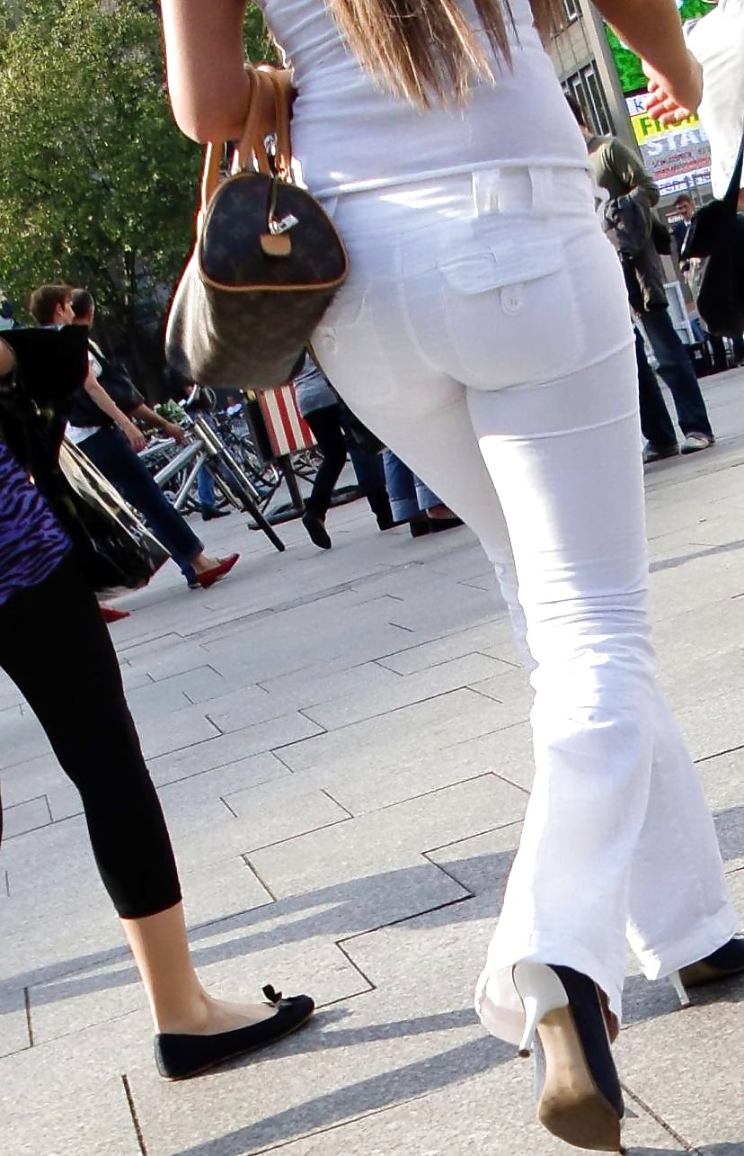 Sex Wives In Tight And See Thru White Pants image