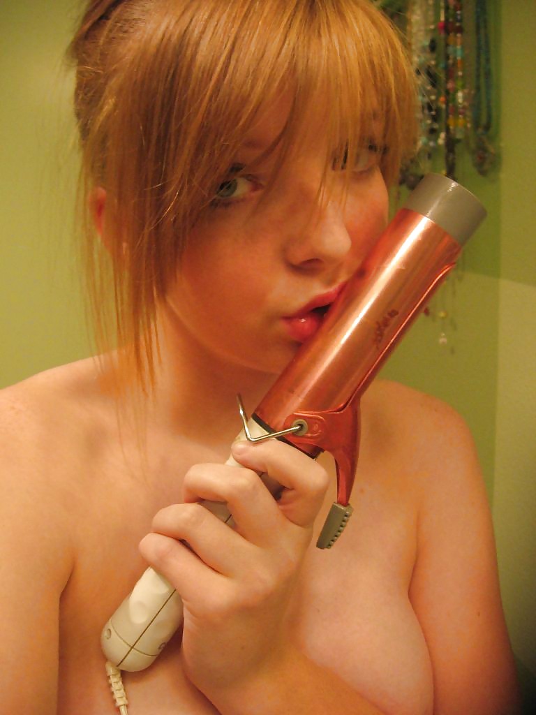 Sex Shari- Self Shot Teens fucks her Curling Iron image