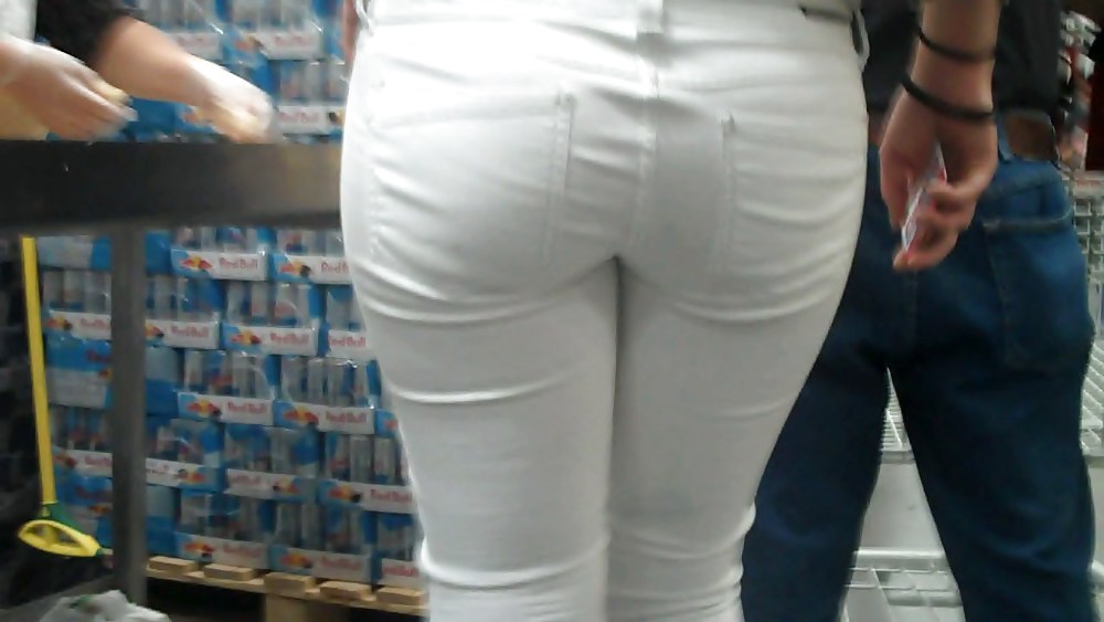 Sex Nice sexy ass & butt in white jeans looking good image