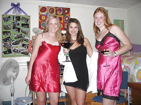 Sex 2 or more girls in Satin Nighties image