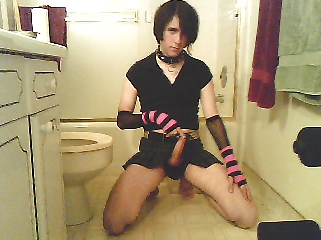Shower crossdresser long hair dildo