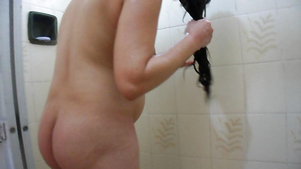 Sex Wife pregnant big hairy pussy in the shower image