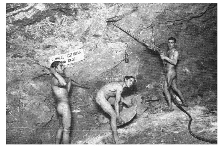 Naked male miners.